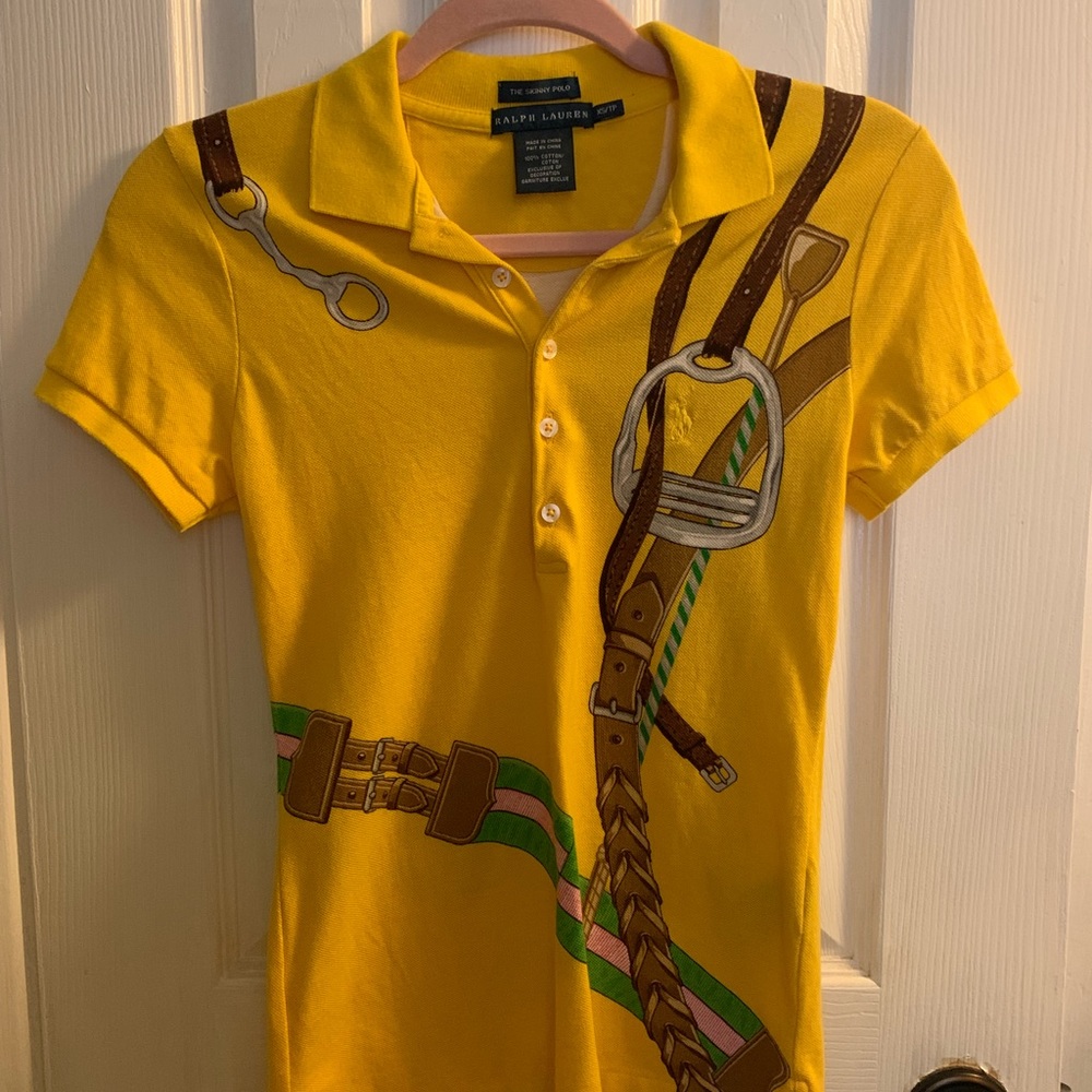 Ralph Lauren women’s Skinny Polo Shirt Equestrian Design Size XS